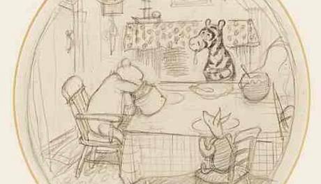 Originál kresby medvídka Pú Ernesta Howarda Sheparda