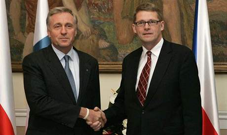 Premiér Mirek Topolánek s finským premiérem Matti Vanhanenem