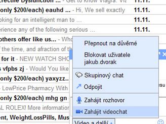 Hlasov a video chat Gmailu 