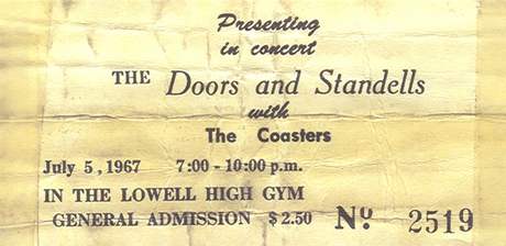 Vstupenka na koncert Doors, 1967 (repro z knihy Jim Morrison)