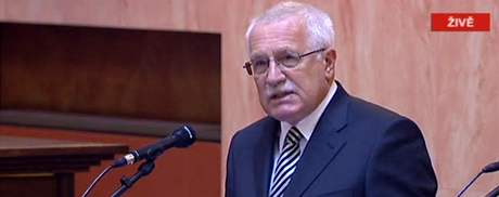 Prezident Václav Klaus pi jednání ÚS o Lisabonské smlouv