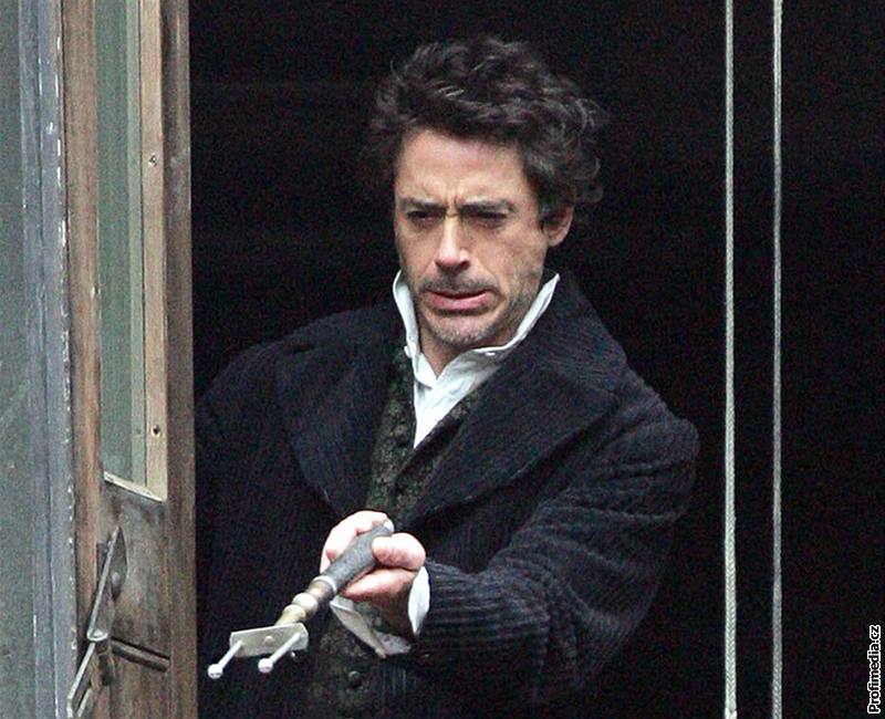 Z natáení filmu Sherlock Holmes - Robert Downey jr.