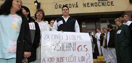 Ilustraní foto z demonstrace zdravotník Úrazové nemocnice Brno