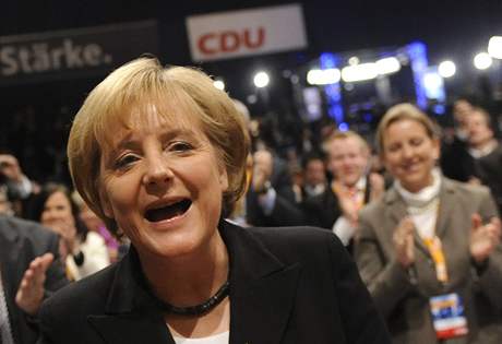 Nmecká kancléka Angela Merkelová po svém znovuzvolení éfkou strany Kesanskodemokratické unie (1. prosinec 2008)