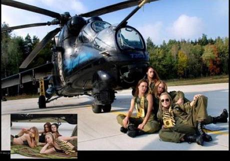 Modelky ped bitevním vrtulníkem MI 24
