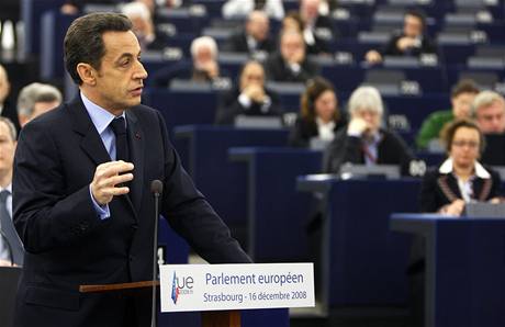 Francouzský prezident promluvil ped europoslanci. (16. prosince 2008)