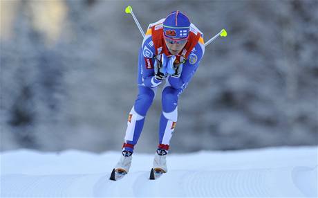 Finská bkaka Virpi Kuitunenová v závod Tour de Ski na 10 km klasicky ve Val di Fiemme