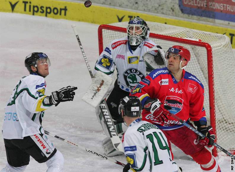 eské Budjovice - Mladá Boleslav, závar ped brankou host.