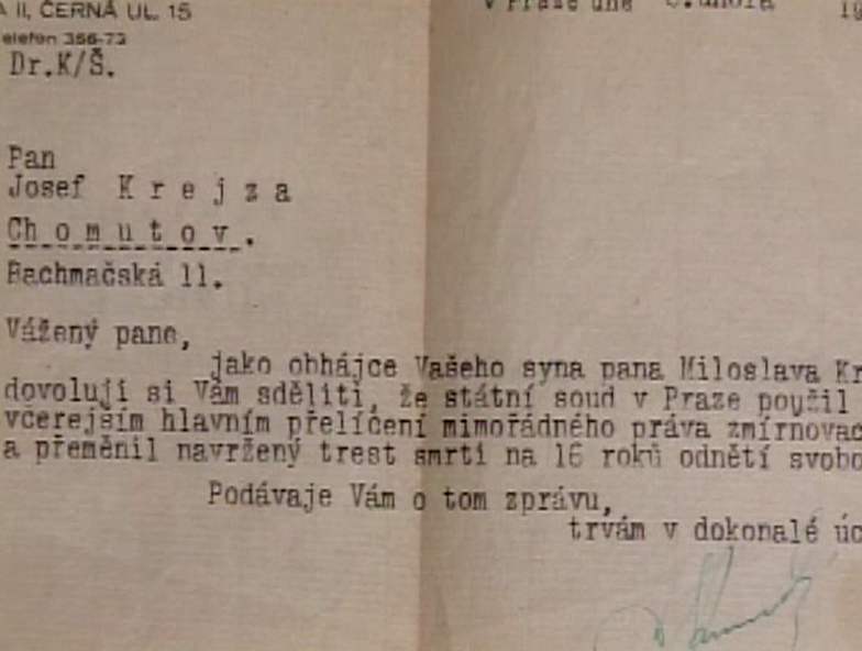 Miloslav Krejza byl v roce 1950 odsouzen za údajnou vlastizradu k 16 letm vzení.