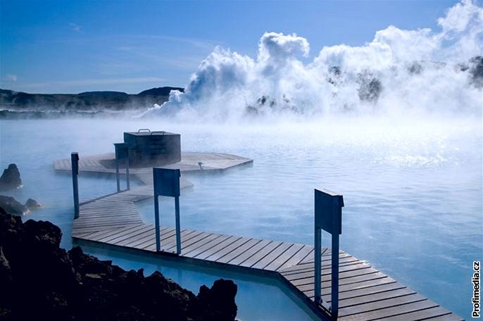 Island, termální koupele u Reykjavíku