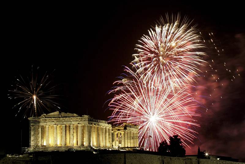 Ohostroj na oslavu nového roku v Aténách