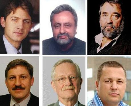 Tváe Strany svobodných oban (zleva Petr Mach, Miloslav Bedná, Benjamin Kuras, Jií T. Payne, Jaroslav Bachora, David Hanák)