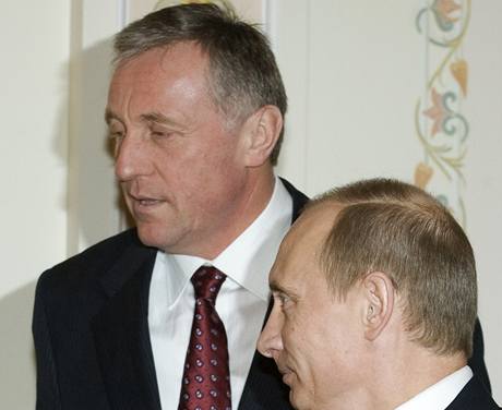 Mirek Topolánek bhem jednání se svým ruským protjkem Vladimirem Putinem.