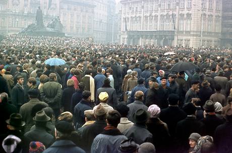 Manifestace na Staromstskm nmst v den Palachova pohbu (25. ledna 1969)