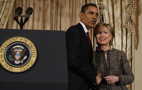 Prezident USA Barack Obama se svou ministryní zahranií Hillary Clintonovou