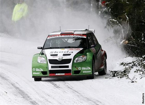 Jan Kopecký pilotuje na snhu Kodu Fabia S2000