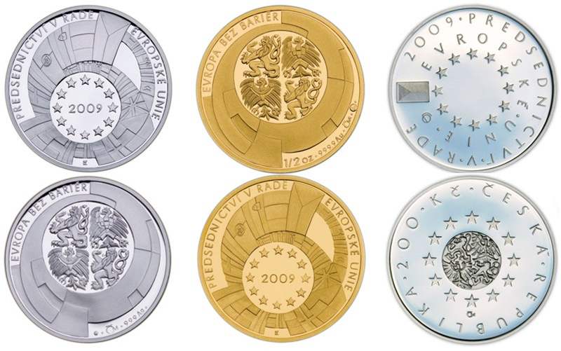 Pamtní zlaté a stíbrné mince a medaile vydané k naemu pedsednictví Unie