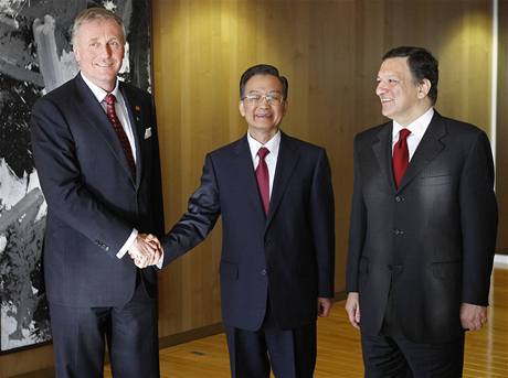 Mirek Topolánek, Wen ia-pao a José Manuel Barroso (30. ledna 2009)
