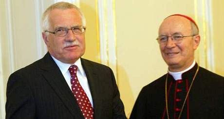 V lednu jednal nuncius o návtv papee v esku s prezidentem Václavem Klausem (ilustraní foto)