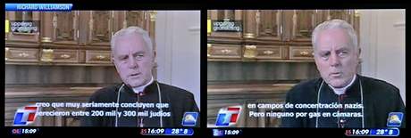 Zábry biskupa Williamsona obhly celý svt, objevily se i v argentinské televizi.