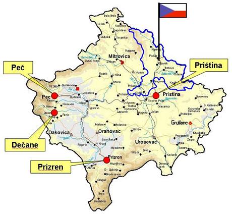 Mapa psoben Mnohonrodnho kolovho uskupen Sted v Kosovu