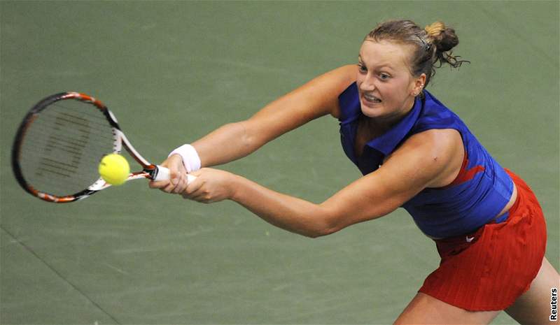 Petra Kvitová v utkání Fed Cupu proti panlce Suarézové