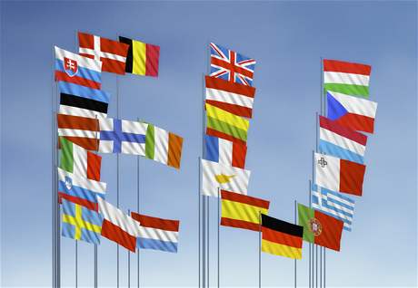 Vlajky zemí Evropské unie.