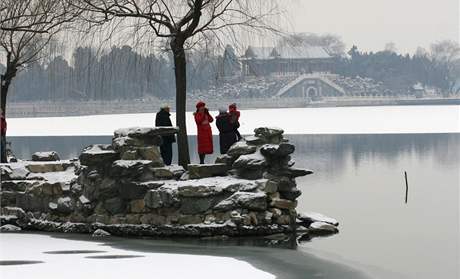 Peking se v této zim dokal prvního snhu. (17. únor 2009)