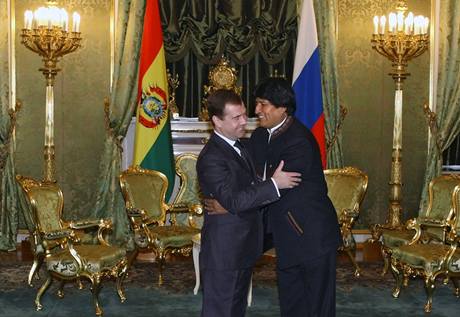 Dmitrij Medvedv jednal v Kremlu s Evo Moralesem. (16. únor 2009)