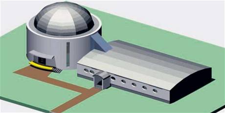 Navrená podoba astronomické observatoe na hoe Myslivna nedaleko Pohorské Vsi.