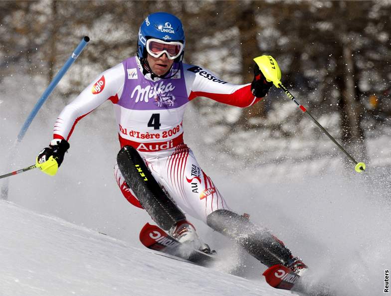 Benjamin Raich na MS ve Val d'Isere v prvním kole slalomu.