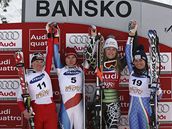 Fabienne Suterová (druhá zleva)), Andrea Fischbacherová (vlevo) Nadia Fanchiniová(vpravo), Lindsey Vonnová. Fabienne Suterová (druhá zleva)), Andrea Fischbacherová (vlevo) Nadia Fanchiniová(vpravo), Lindsey Vonnová.