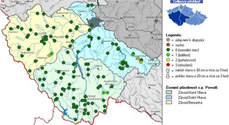 mapa - povod Vltavy - 5. bezen 2009