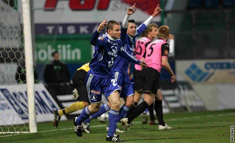 Olomouc - Mladá Boleslav: radost domácích z druhého gólu.