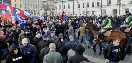 Demonstraci slovenskch neonacist rozehnala policie.