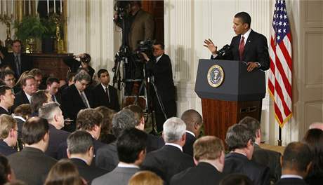 Barack Obama hovo na tiskov konferenci v Blm dom (24. bezen 2009)