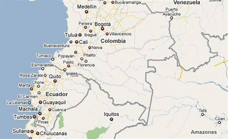Mapa Ekvdor - Kolumbie