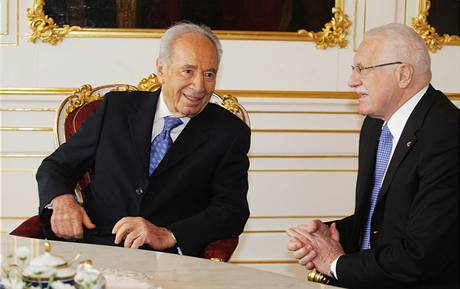imon Peres na nvtv u Vclava Klause (30. bezna 2009)