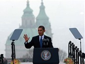 Barack Obama při projevu na Pražském hradě (5. dubna 2009) Barack Obama při projevu na Pražském hradě (5. dubna 2009)