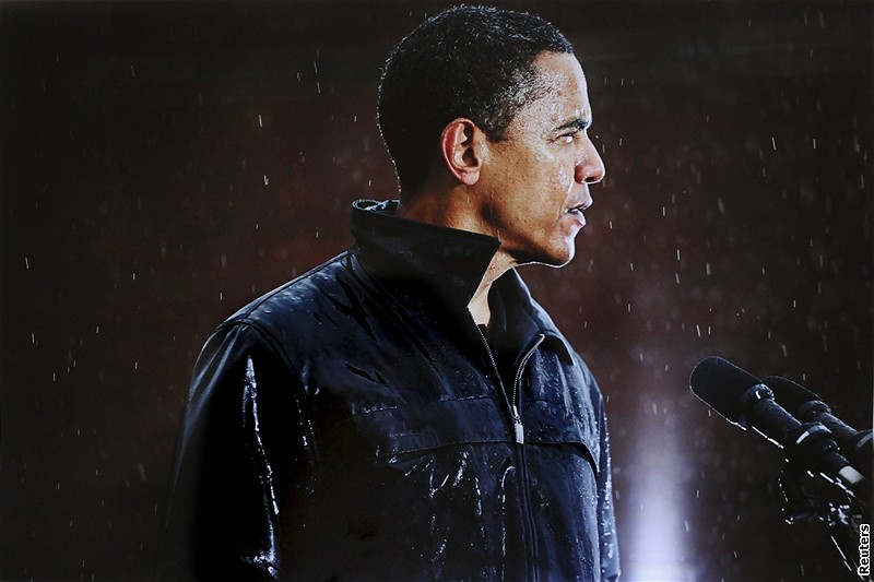 Barack Obama pi kampani - fotografie ocenná Pulitzerovou cenou za rok 2008