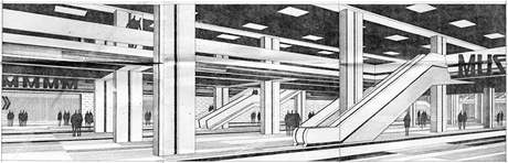 Originální projekt architektonického eení stanice podpovrchové tramvaje Museum