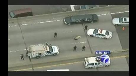 Kíenec vláka chránil svou rannou psí matku ped kolemjedoucími auty i policisty. (14. kvtna 2009)