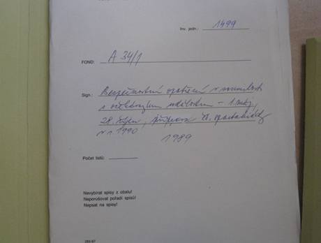Dokument StB z roku 1989 popisujc bezpenostn opaten