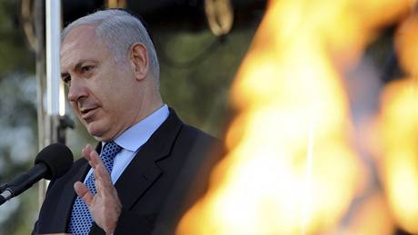 Benjamin Netanjahu pi projevu k 42. výroí izraelského obsazení východní ásti Jeruzaléma. (21. kvtna 2009)