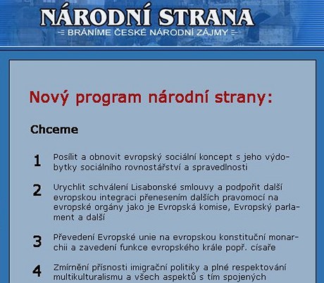 Nový program Národní strany podle recesist.