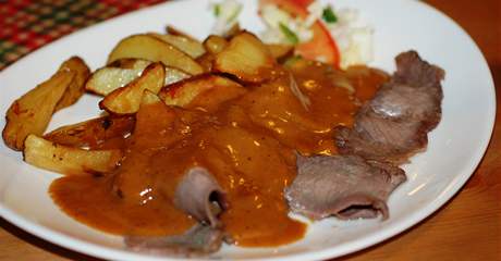 Menu v brnnsk restauraci Baroko - hovz roastbeef