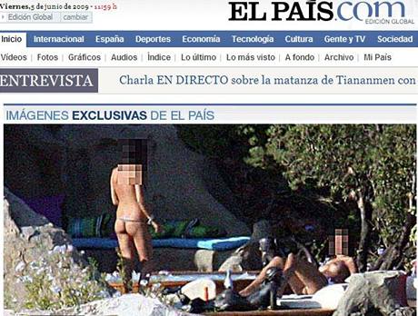 Tituln strnka ElPais.com s fotkou z Berlusconiho vily