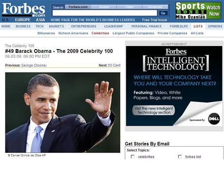 Barack Obama obsadil v ebku Forbesu 49. msto