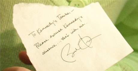 Omluvenka Baracka Obamy malé Kennedy Corpusové. (12. ervna 2009)