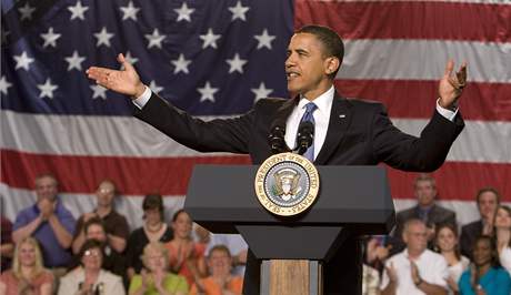 Barack Obama na radnici v Green Bay ve Wisconsinu (11. ervna 2009)